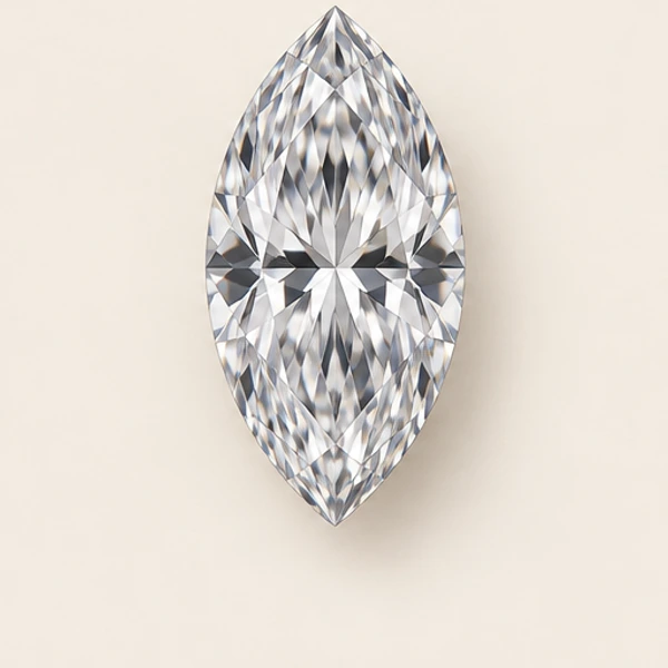 Marquise-cut loose diamond, photographed from above