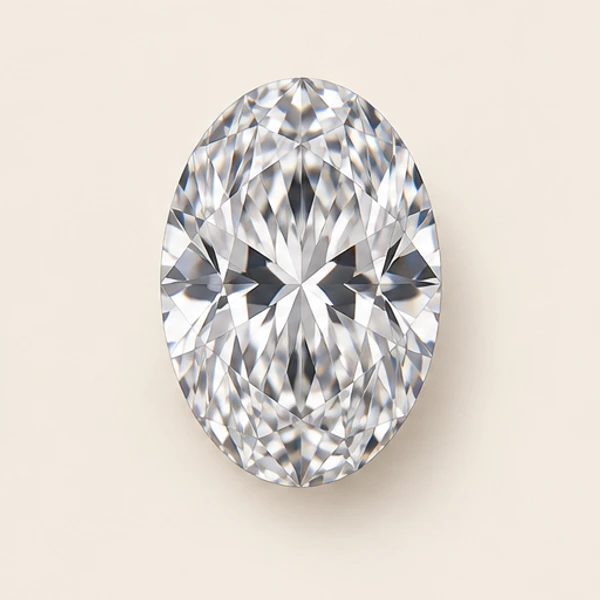 Oval-cut loose diamond, photographed from above
