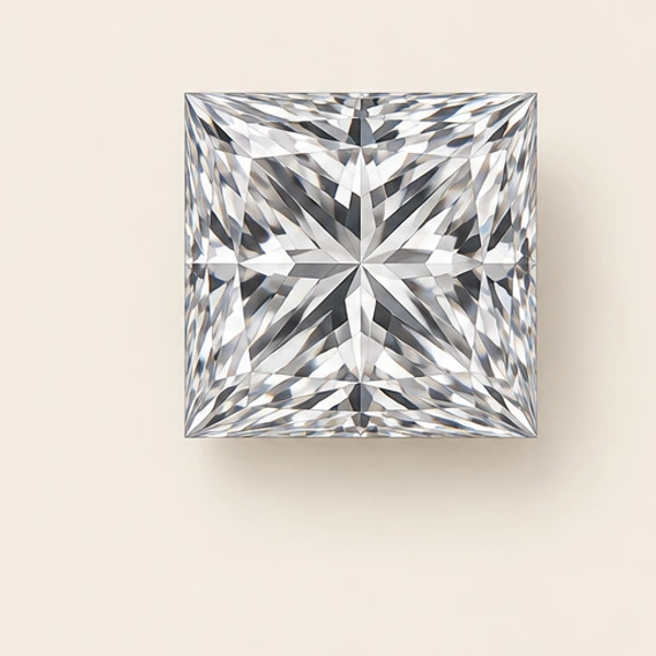 Princess-cut loose diamond, photographed from above